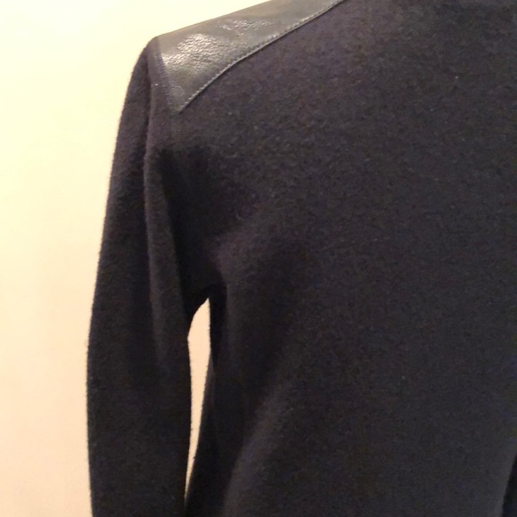 Eileen Fisher asymmetrical zip leather trim jacket - Picture 9 of 13